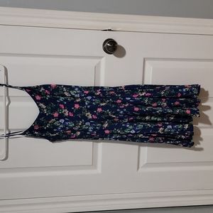 Blue with flowers spaghetti strap Dress